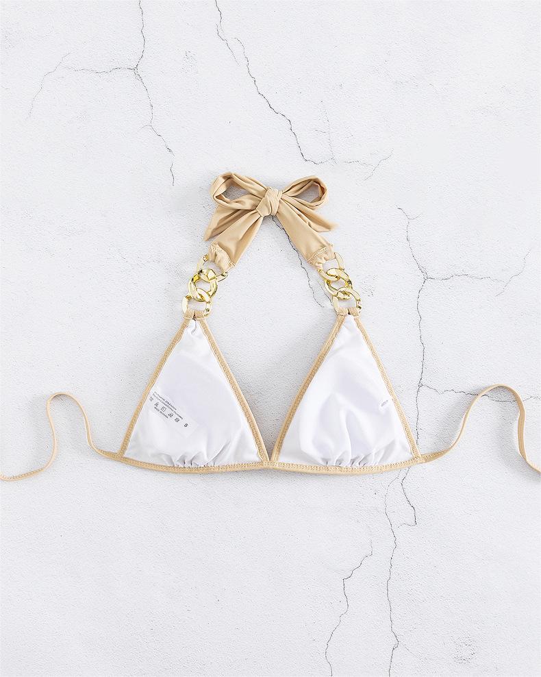 Sequined Lace-Up Chain - Gold Bikini Swimset (7516561997912)