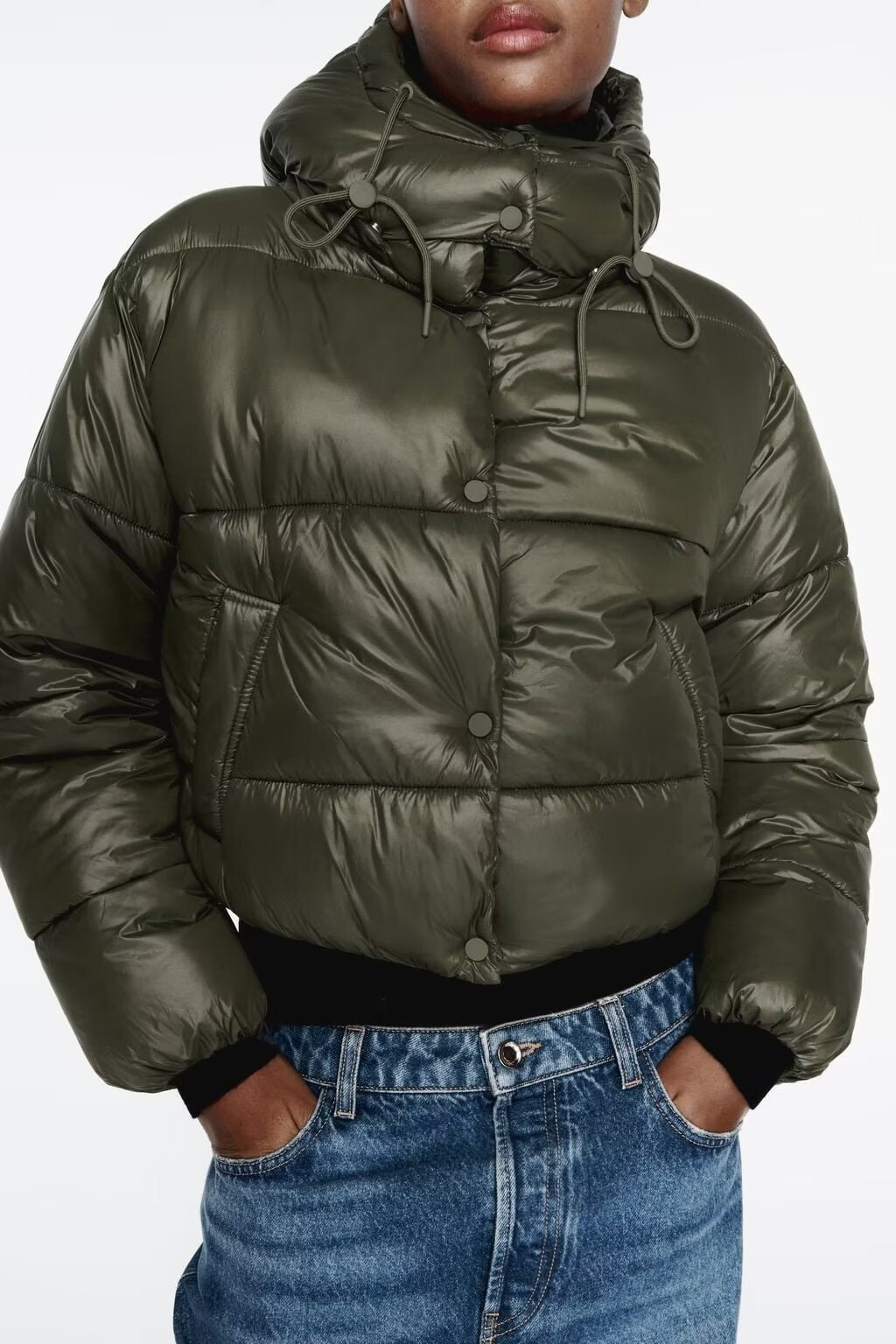 Solid Color Detachable-Hood Jacket
