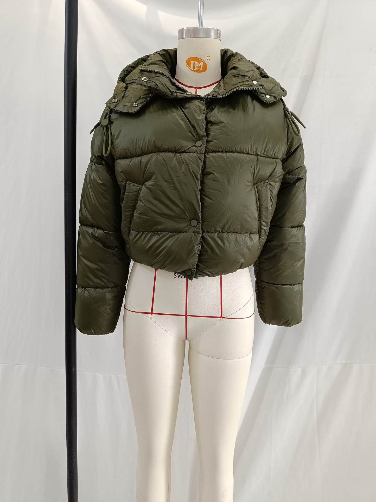 Solid Color Detachable-Hood Jacket