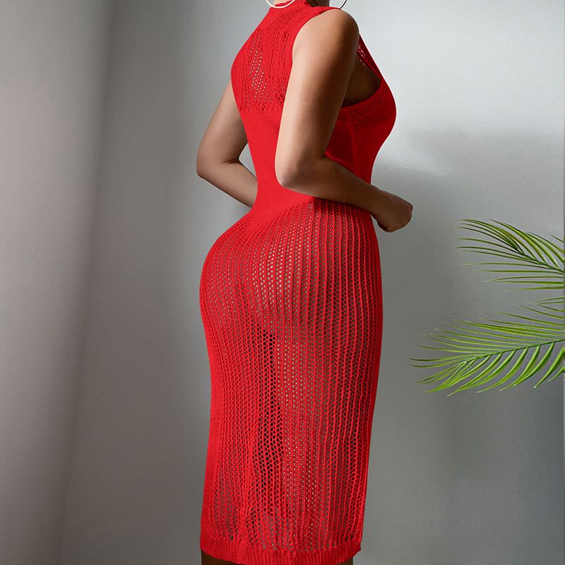 Woven Texture Blouse Dress - Solid Color Round-Neck (7518694965336)