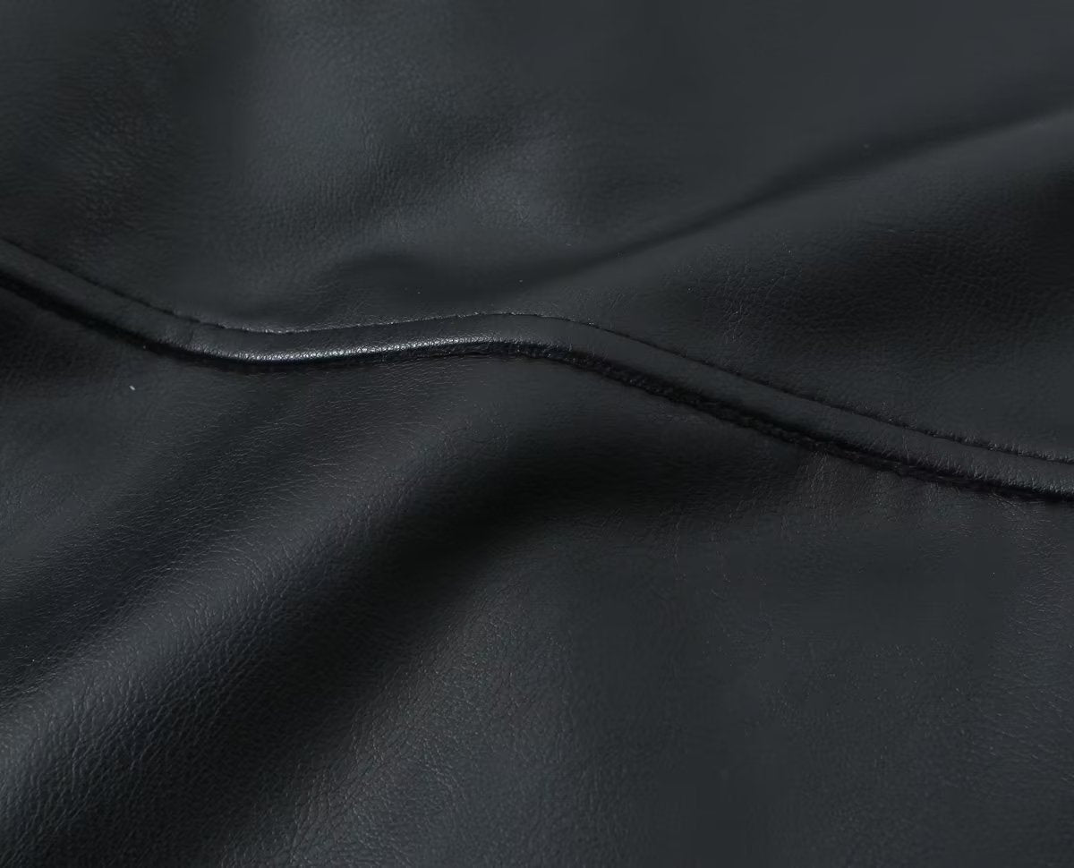 Crop-Top Faux Leather Jacket