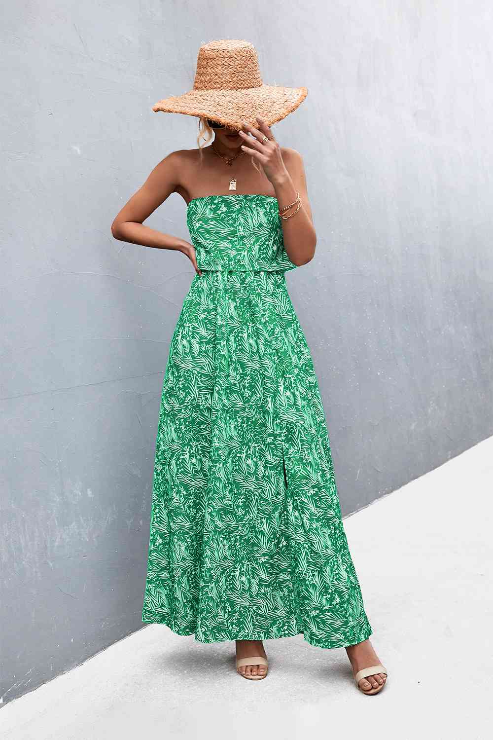 Strapless Split Maxi Dress (7515563982936)