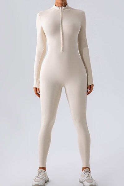 Mock Neck Half-Zip Romper Leotard