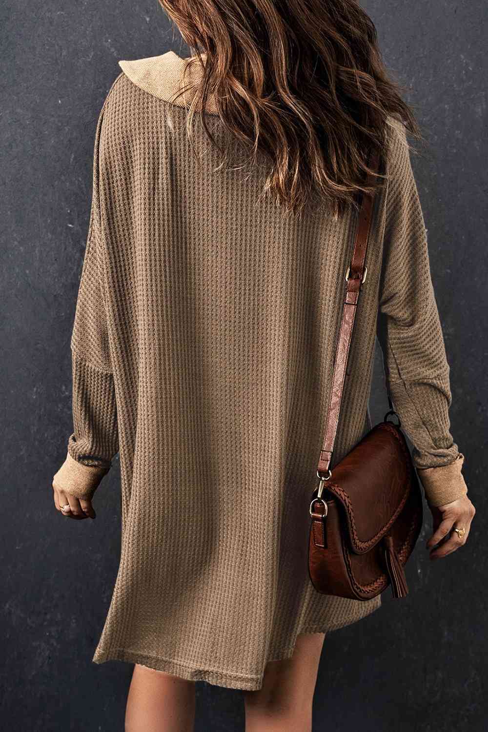 With Pocket - Waffle Knit Buttoned Long Sleeves Top (7501322911832)