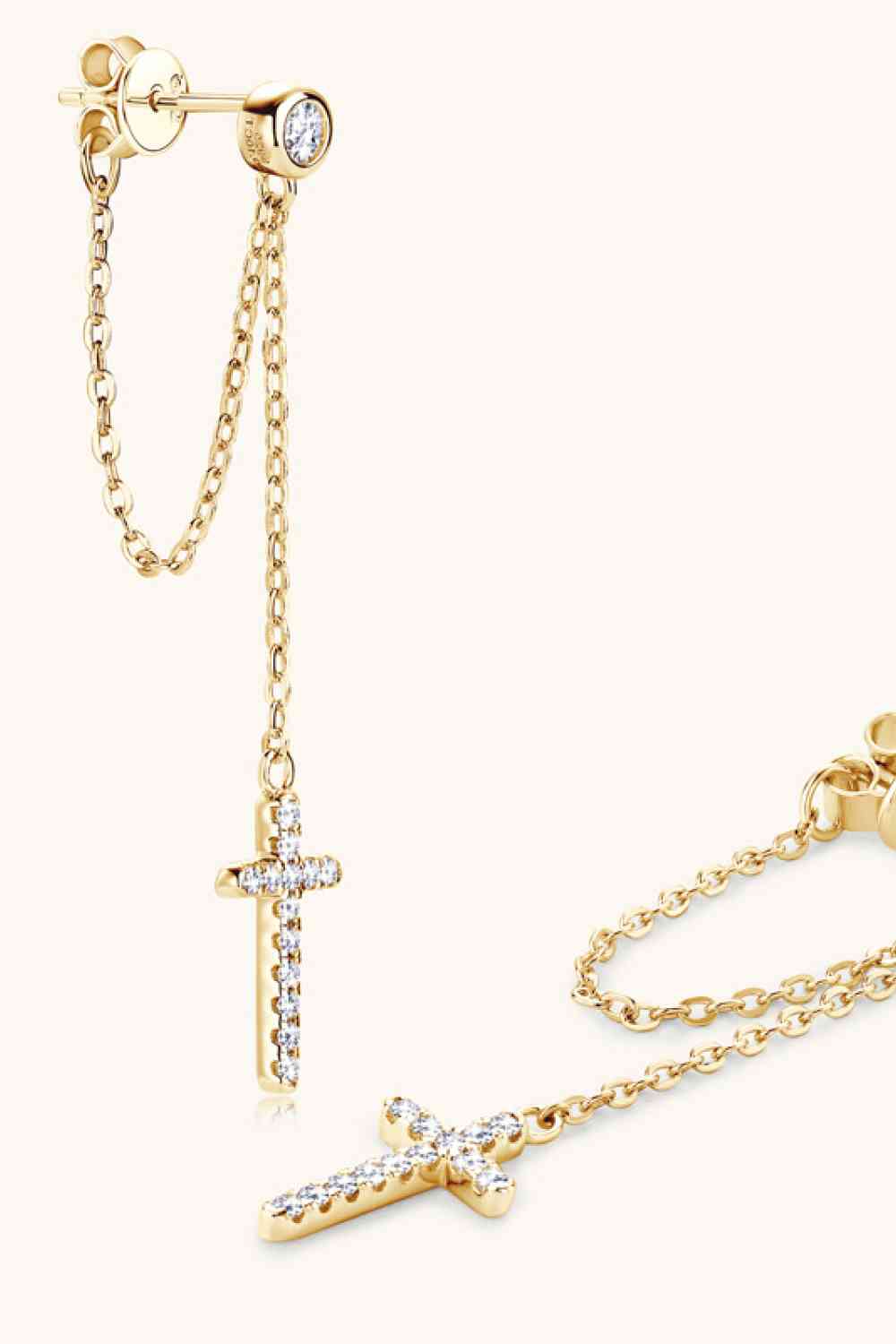 Moissanite 925 Sterling Silver Cross Earrings (7499301486680)