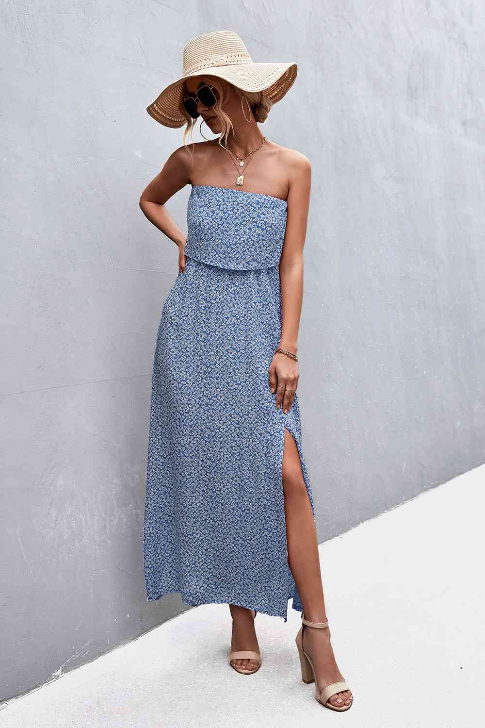 Strapless Split Maxi Dress (7515563982936)