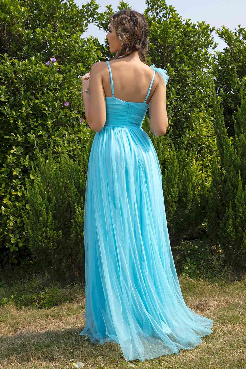 Unique - Asymmetrical Ruched Side-Slit Dress (7515501166680)