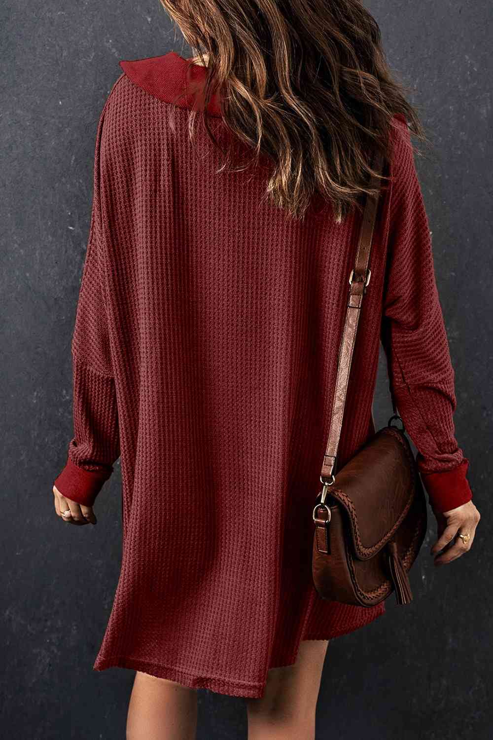 With Pocket - Waffle Knit Buttoned Long Sleeves Top (7501322911832)