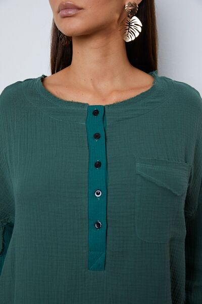Half-Button-Up - Round Neck Blouse (7515480817752)