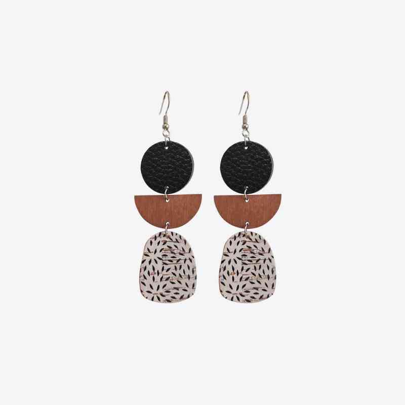 Leather & Wood - Drop Earrings (7499299225688)