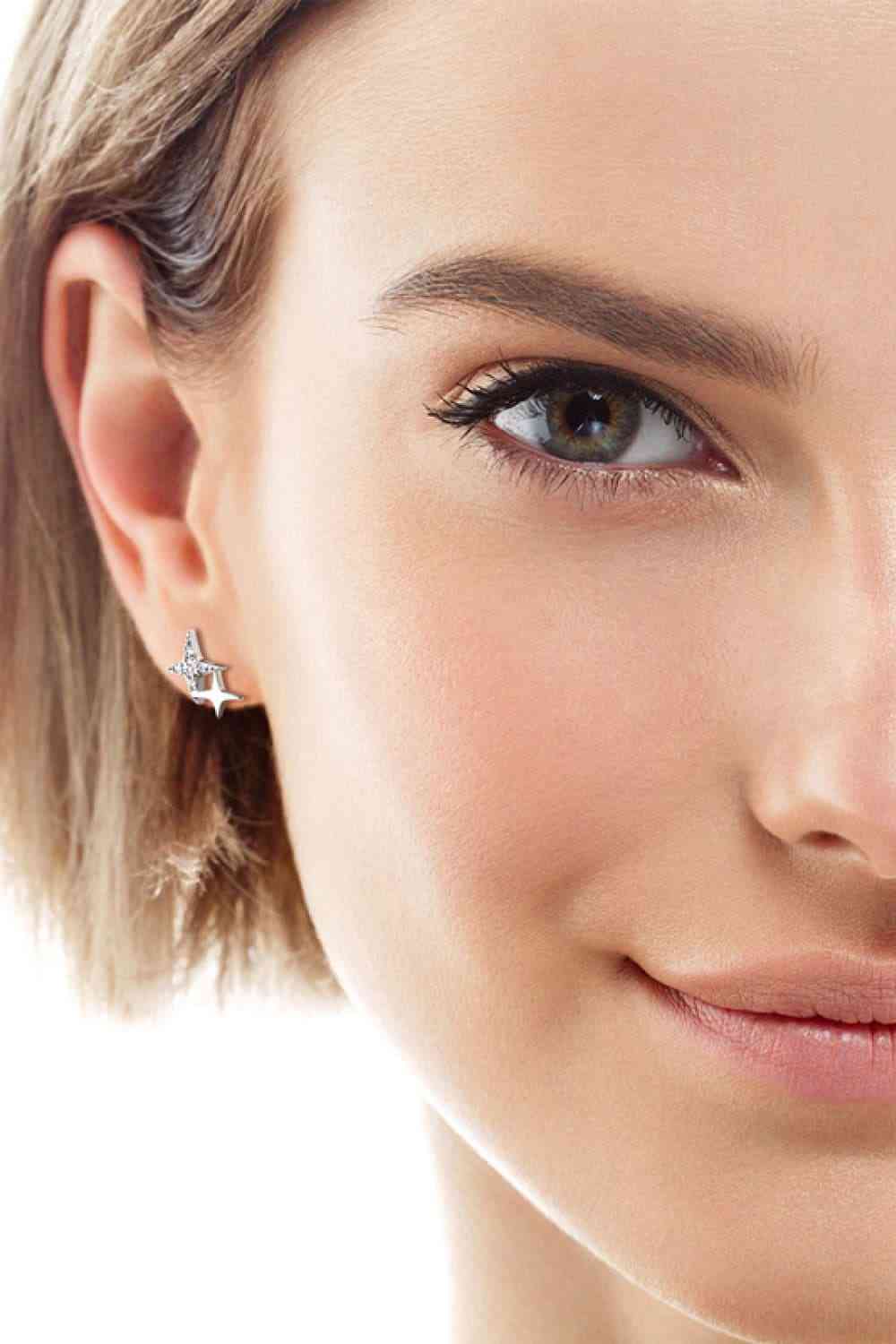 Moissanite 925 Sterling Silver Star Shape Earrings (7499307876440)