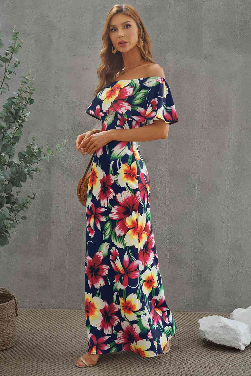 Layers - Floral Layered Off-Shoulder Maxi Dress (7515562836056)