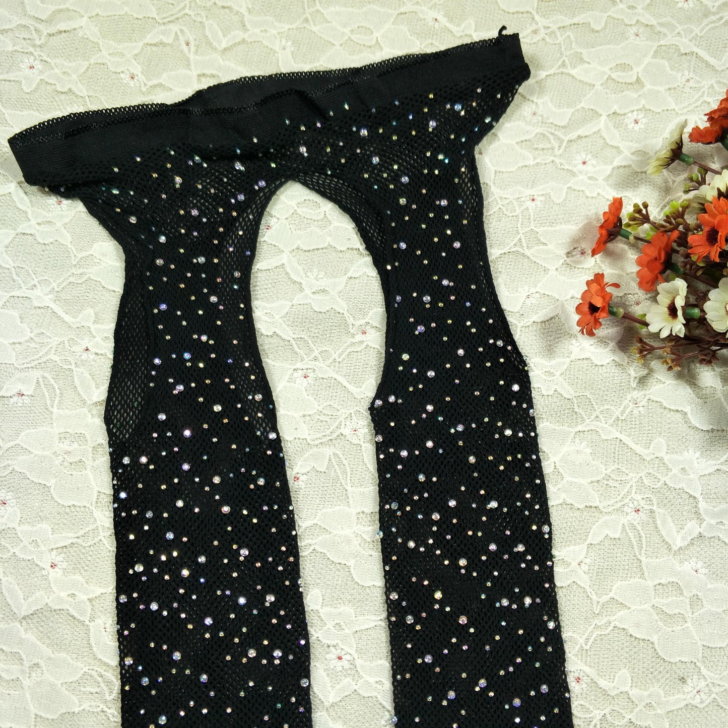 Four-Sides - Open Fishnet Pantyhose Rhinestones Stockings (7517779296344)
