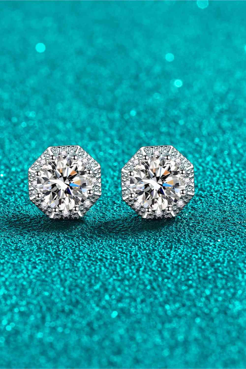 Silver Stud Earrings - 2 Carat Moissanite 925 Sterling (7499309449304)