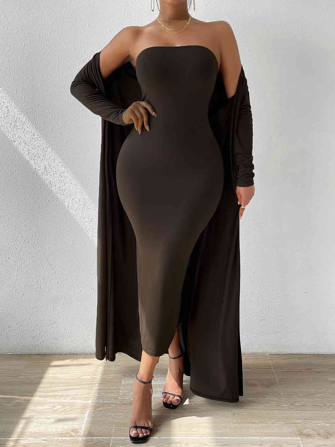 Strapless Dress & Cardigan - Set (7484245409880)
