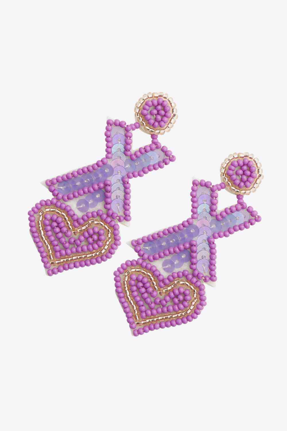 Random 2-Pair Heart & X-Shape Bead Dangle Earrings (7499324293208)
