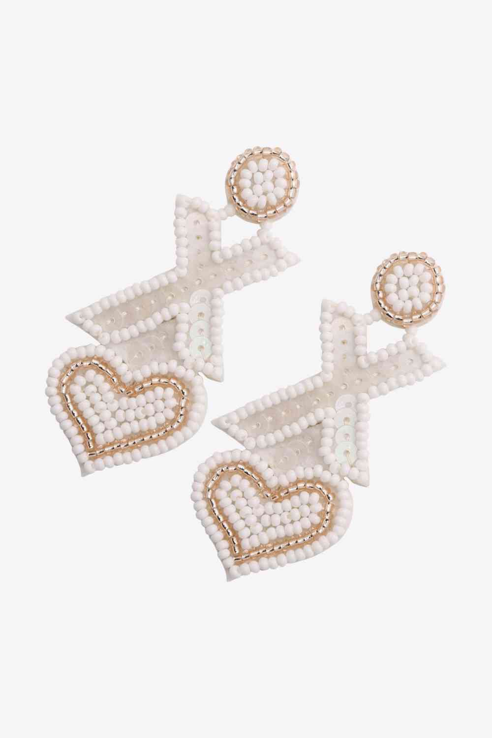 Random 2-Pair Heart & X-Shape Bead Dangle Earrings (7499324293208)