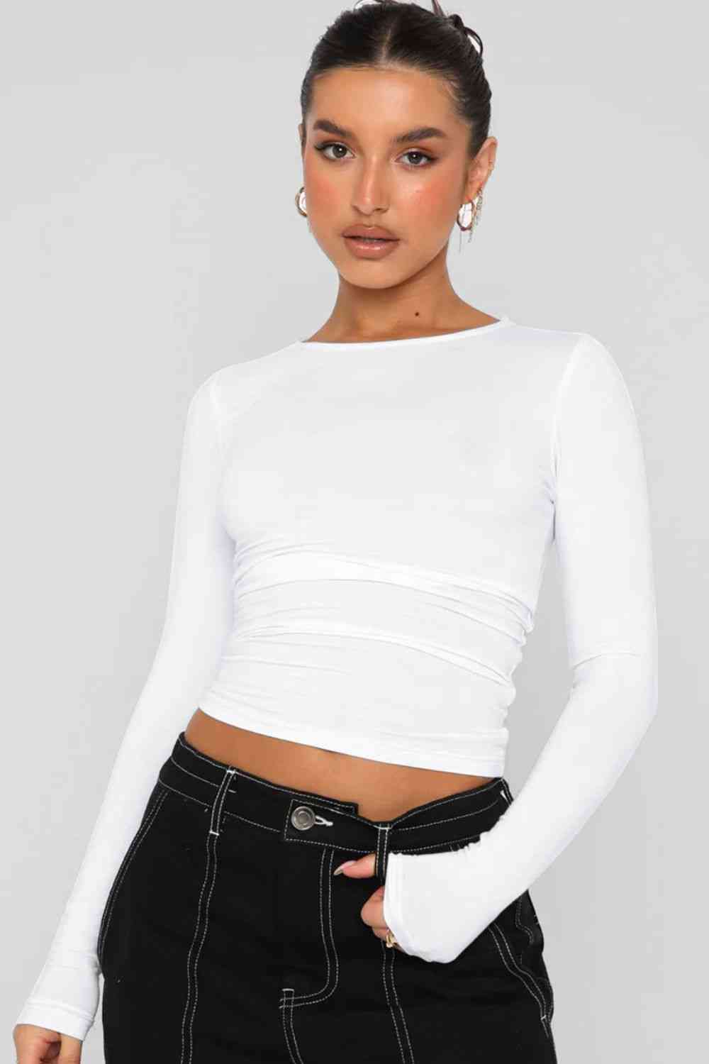 Round Neck Long-Sleeves Top (7501314031704)