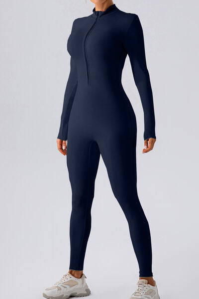 Mock Neck Half-Zip Romper Leotard