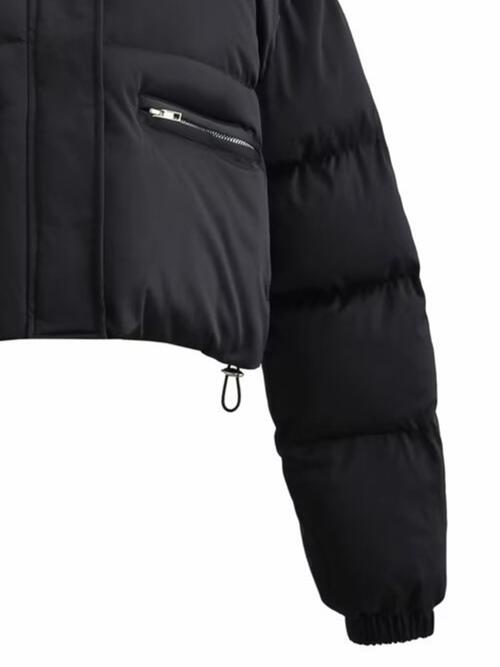 Snap & Zip - Closure Drawstrings Cropped Winter Coat (7484290072664)