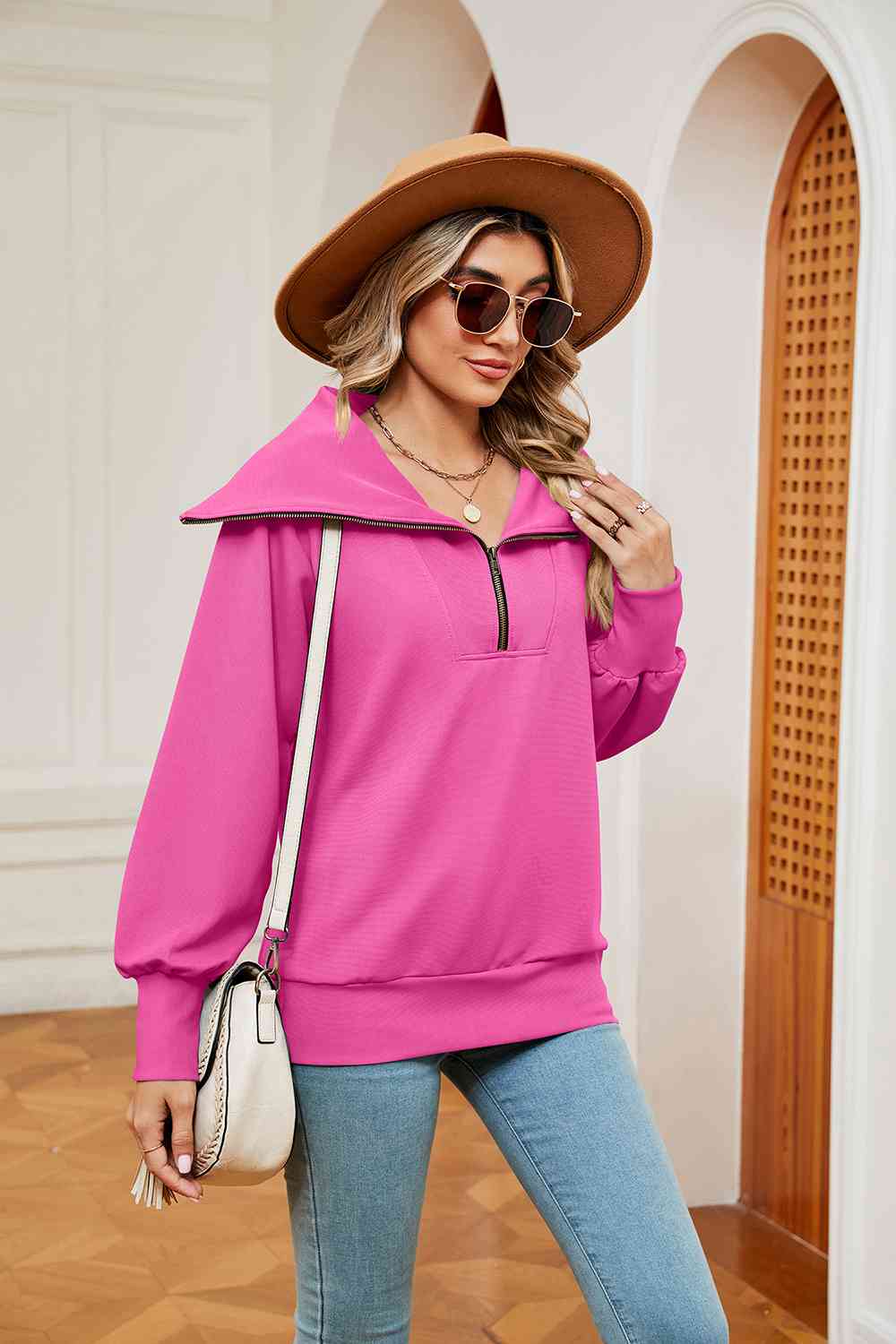 Collared - Half-Zip Collared Sweatshirt (7501332250712)