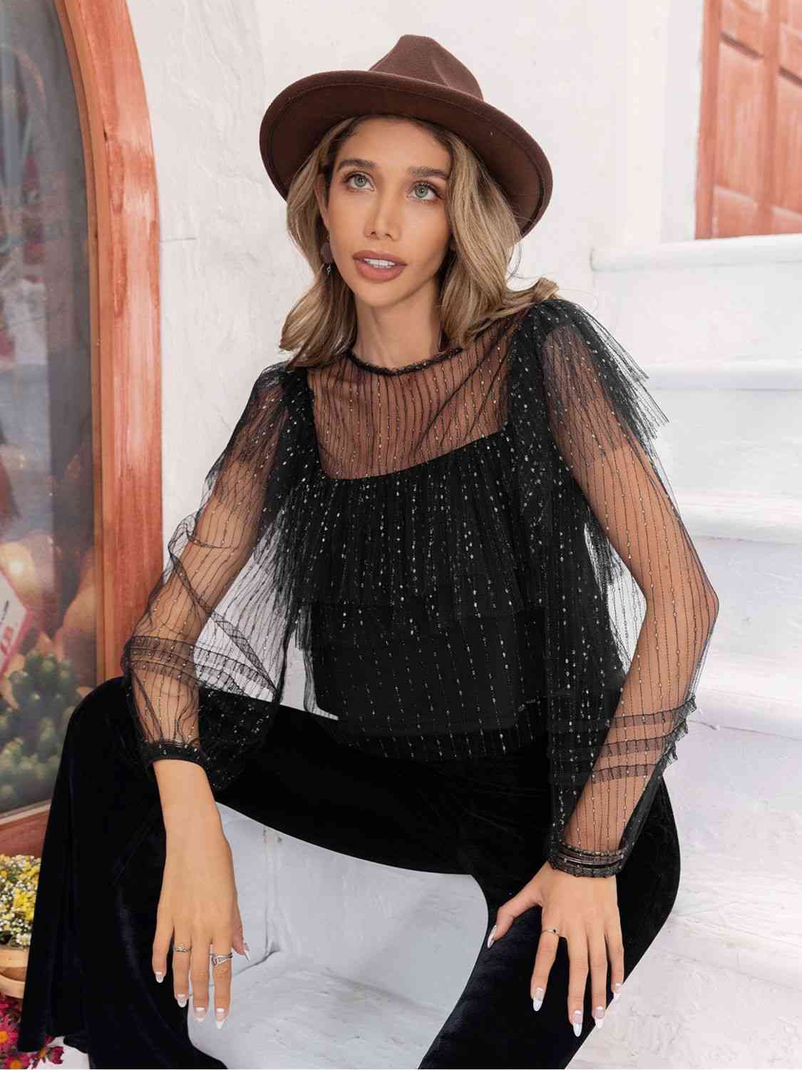 Layered Long Sleeves Blouse (7501318324312)