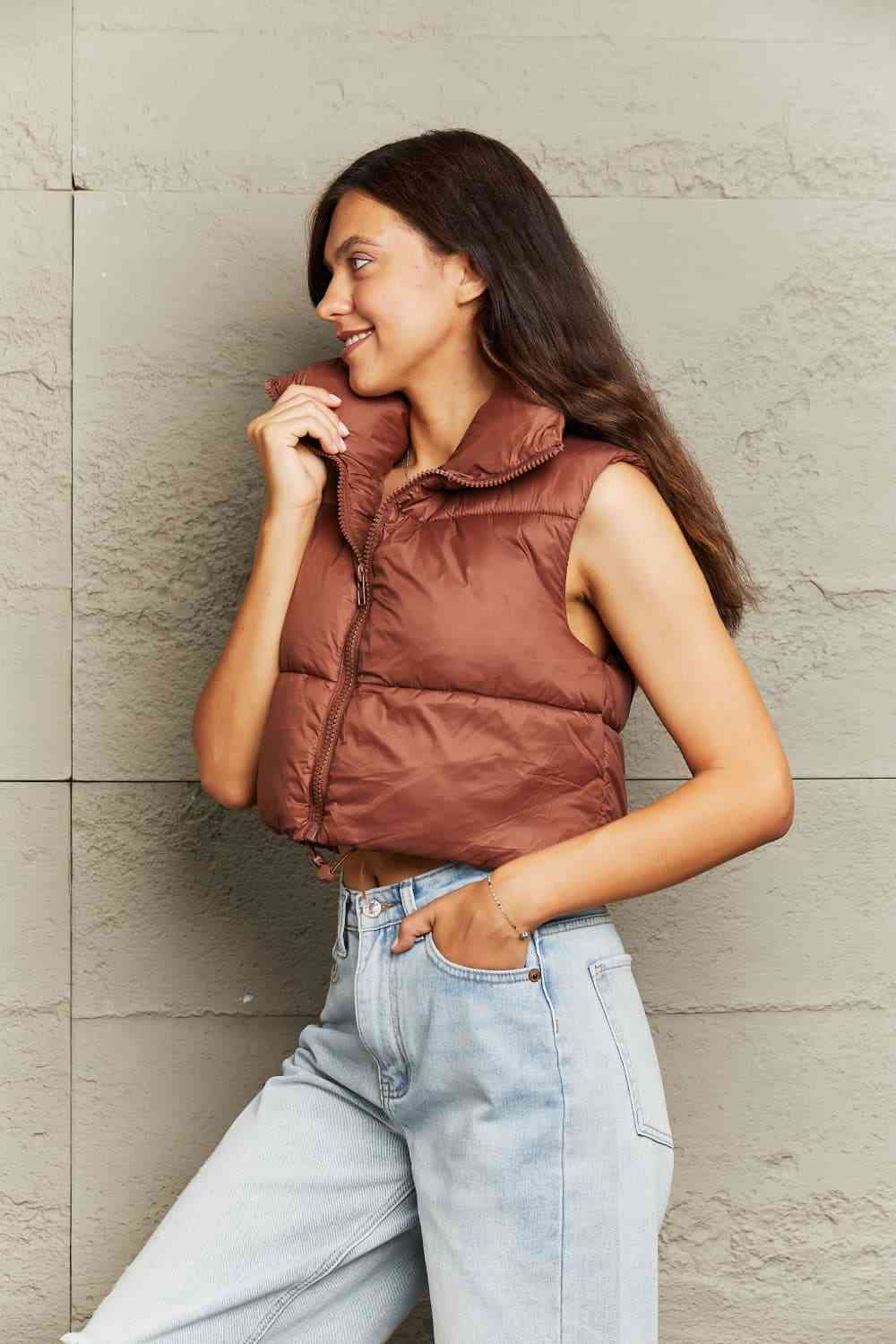 Gotta Have Drawstrings - Zip-Up Drawstring Puffer Vest (7484291907672)