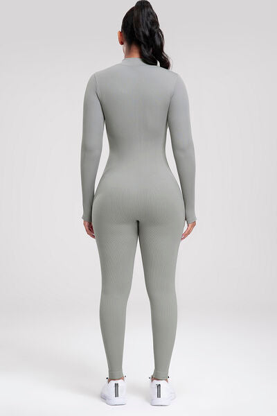 Long Sleeves Zip-Up Active Romper Leotard