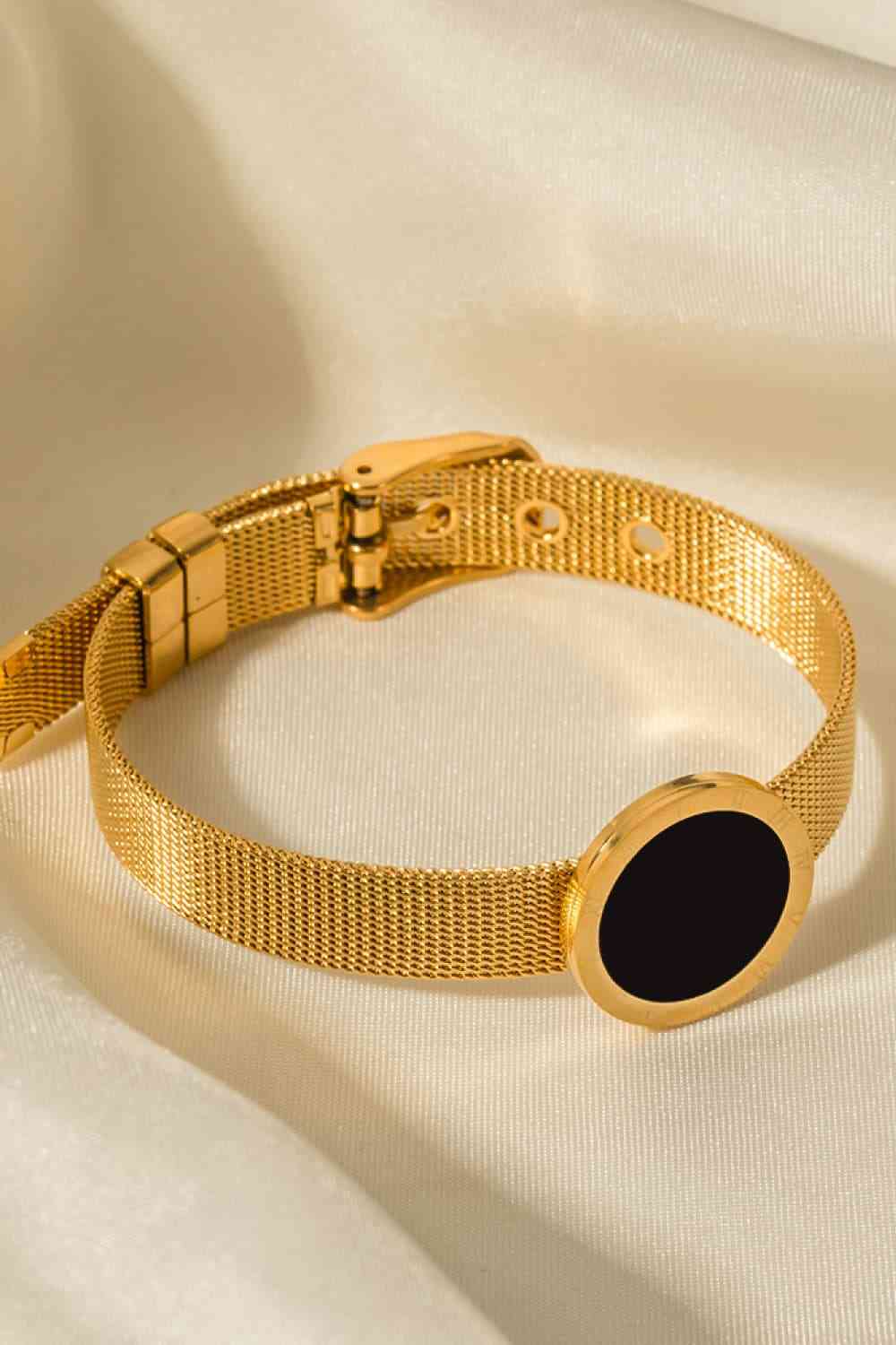 Black & Black & Gold - Gold-Plated Copper Wide Bracelet 18 Carats (7500203556952)
