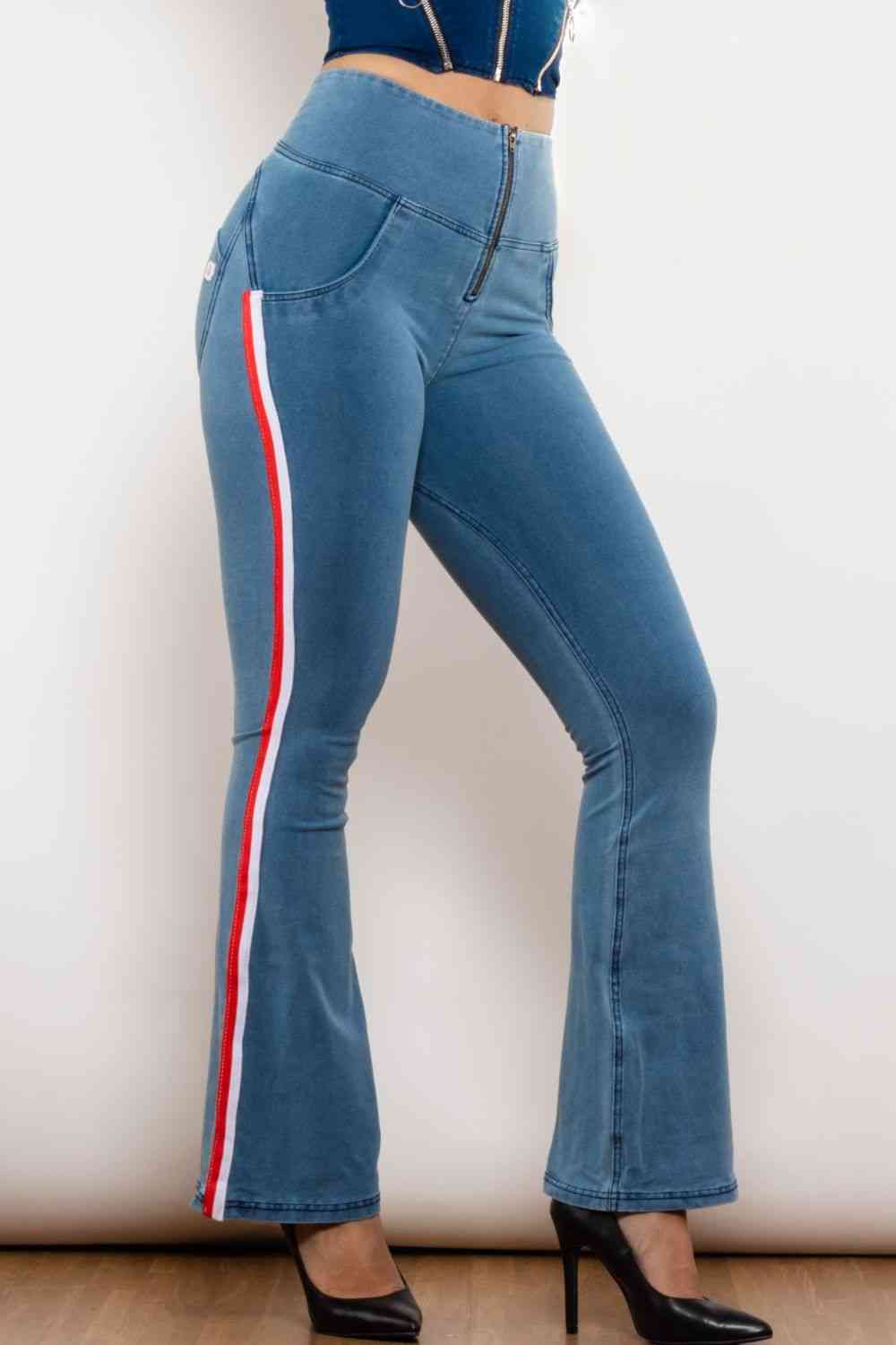 Apple/Mac - Side Stripe Zip Closure Bootcut Jeans (7486624890968)