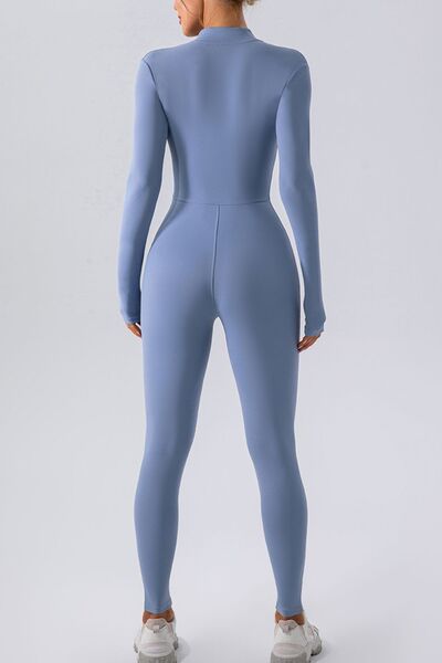 Mock Neck Half-Zip Romper Leotard
