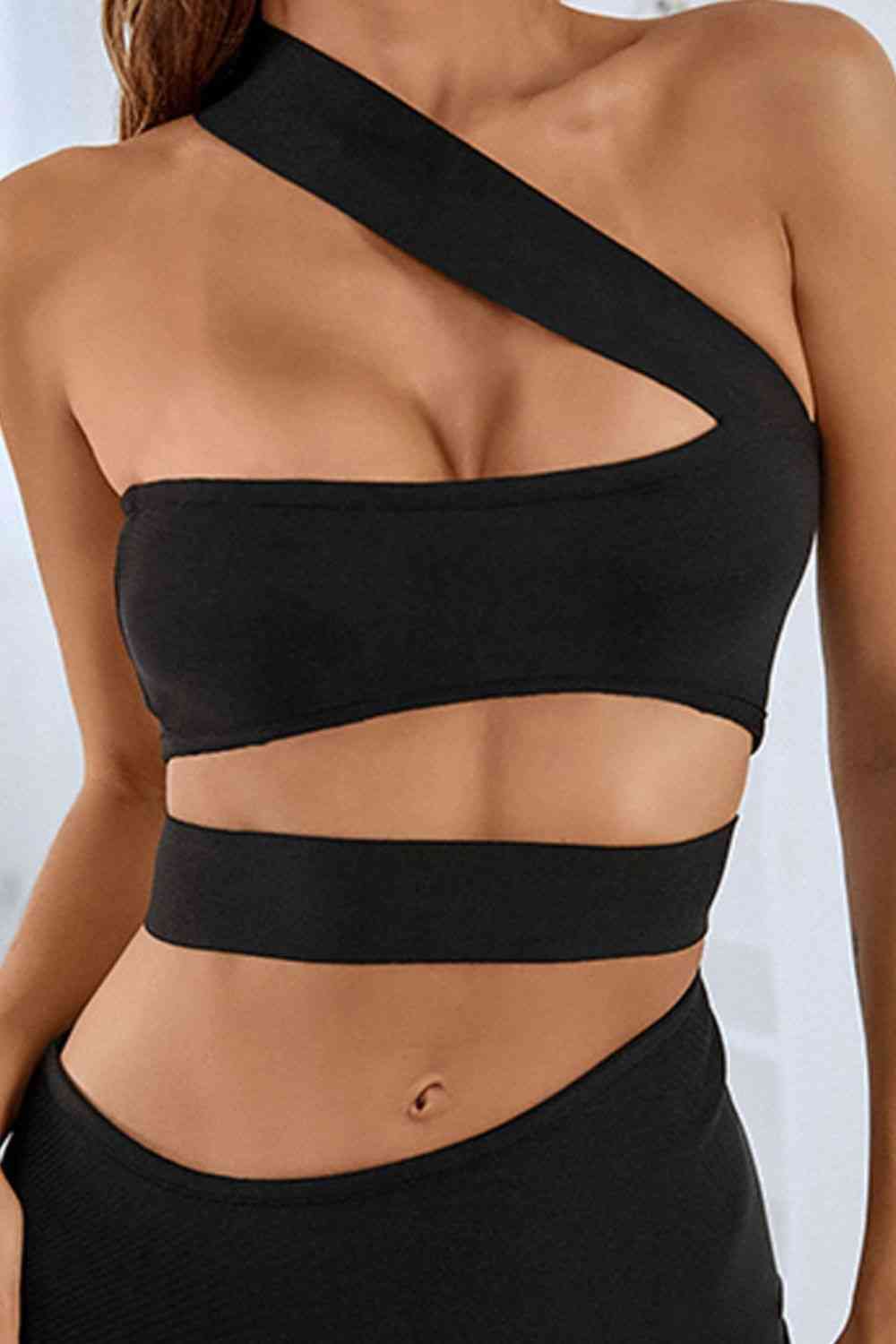 One-Shoulder Cut-Out Front Split Maxi Dress (7515566506072)