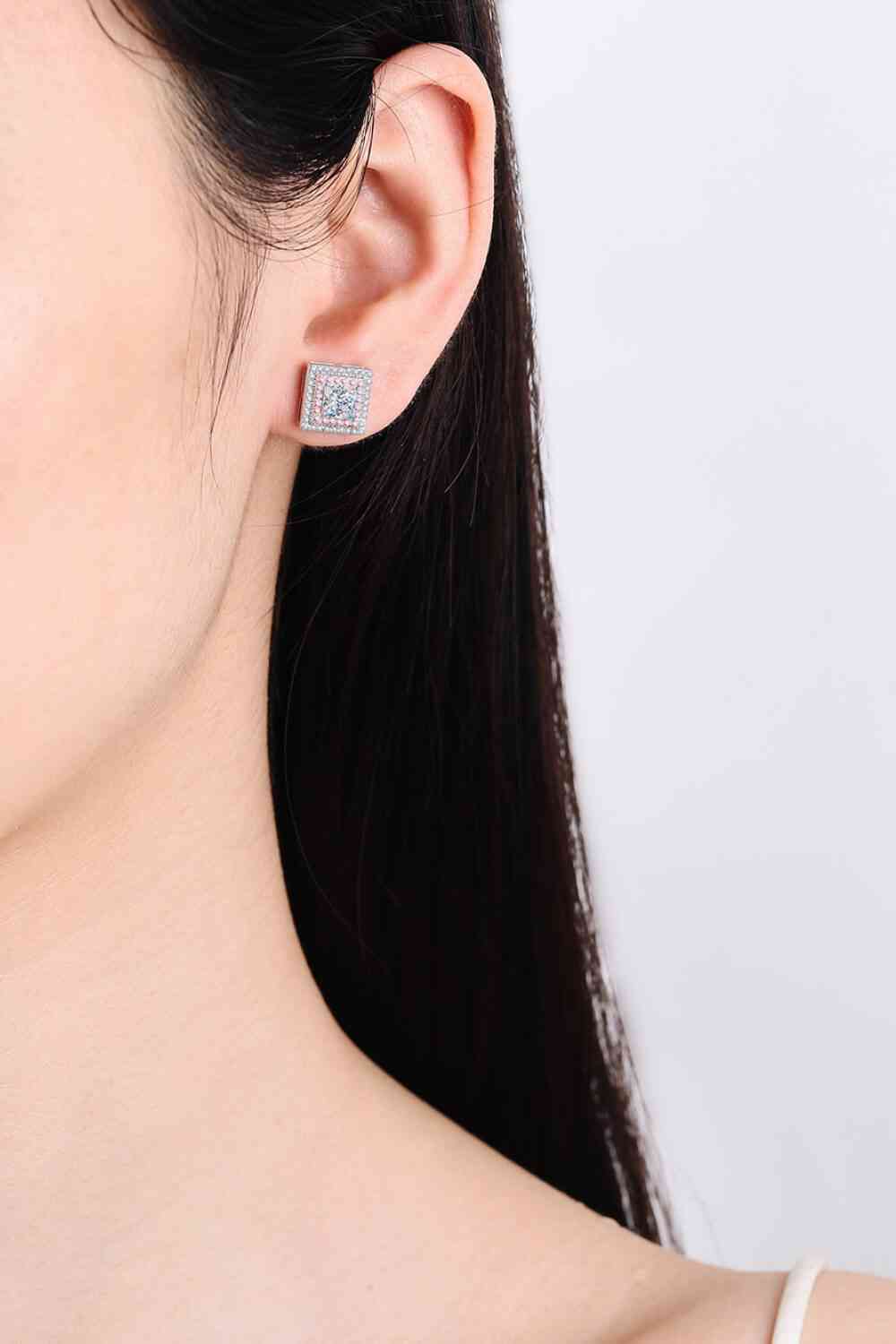 Moissanite Square Stud Earrings (7499324522584)