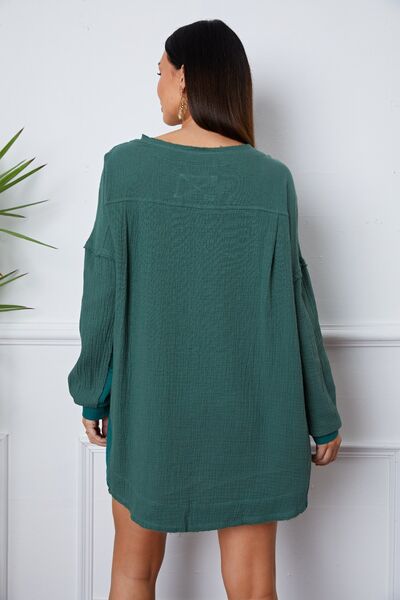 Half-Button-Up - Round Neck Blouse (7515480817752)