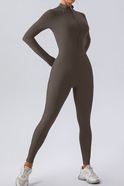 Mock Neck Half-Zip Romper Leotard