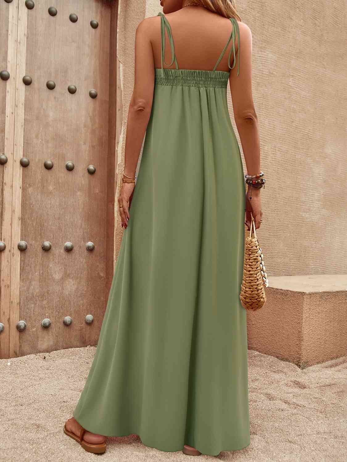 Smocked Maxi Dress - Tie-Shoulders (7515532263512)