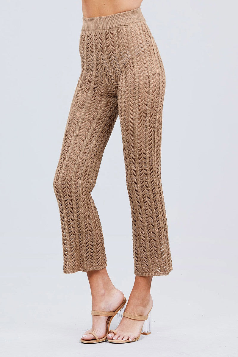 Fishnet Sweater Pants - Khaki