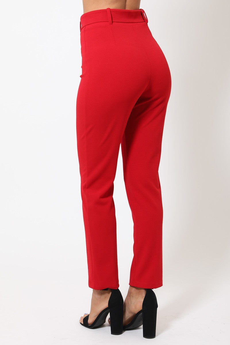 Buckle-Belt Tapered Pants
