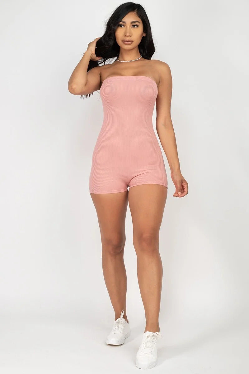 Fitted Tube Romper - Mauve