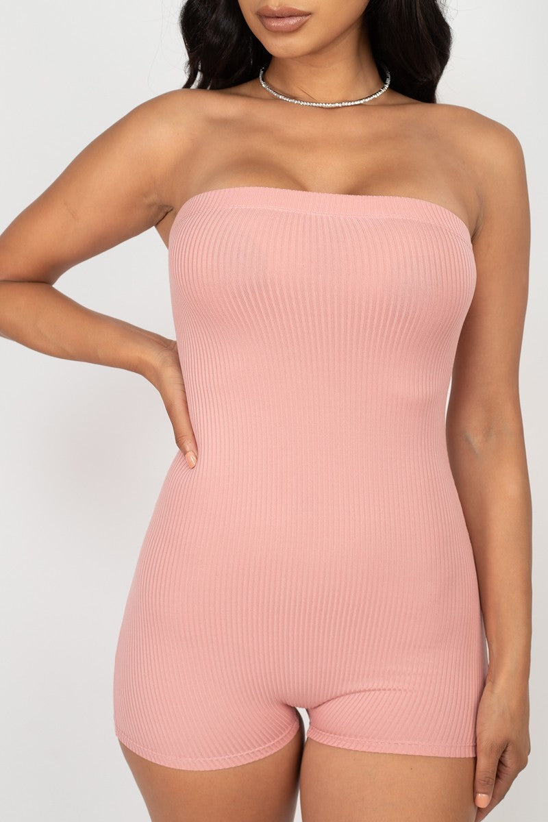 Fitted Tube Romper - Mauve