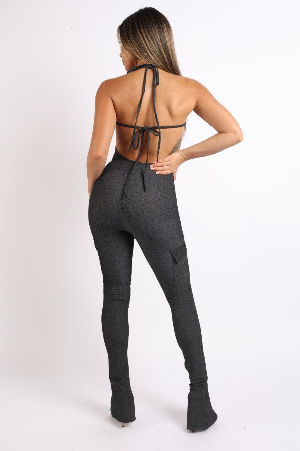 Cargo Halter Romper - Dark Charcoal