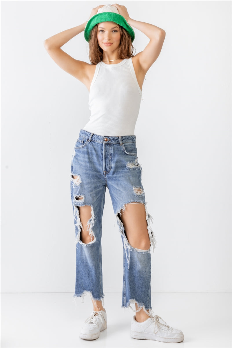 Ribbed V-Strap Back Bodysuit