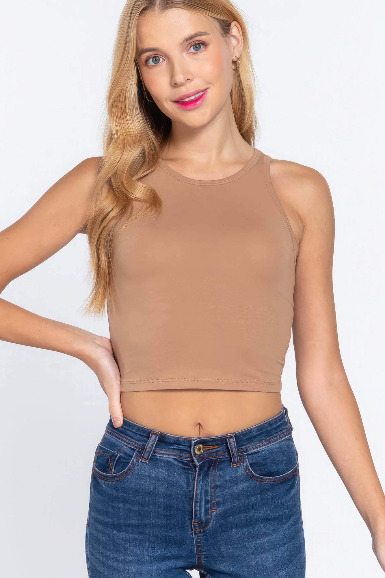 Halter Neck Crop-Top - Tan
