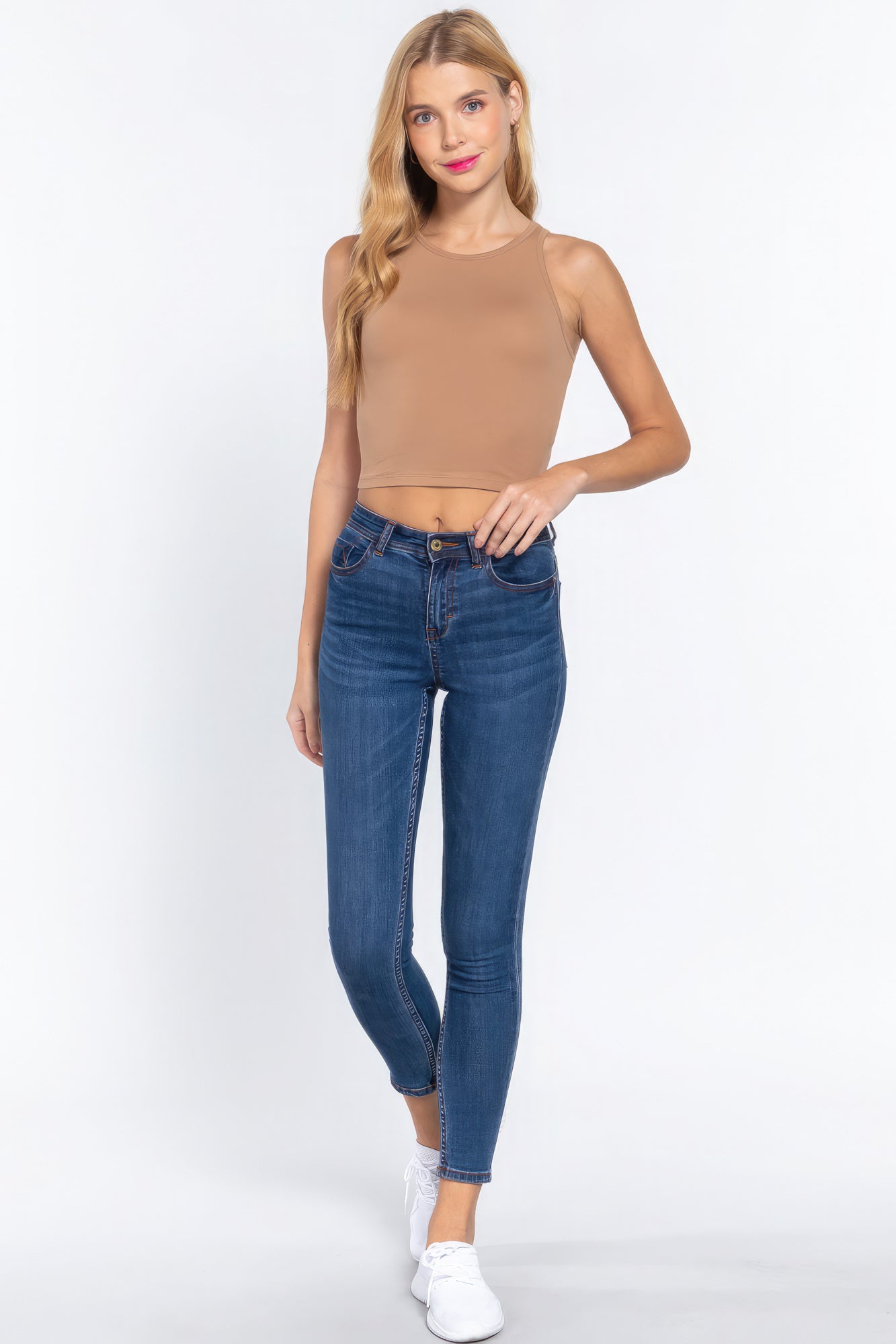 Halter Neck Crop-Top - Tan