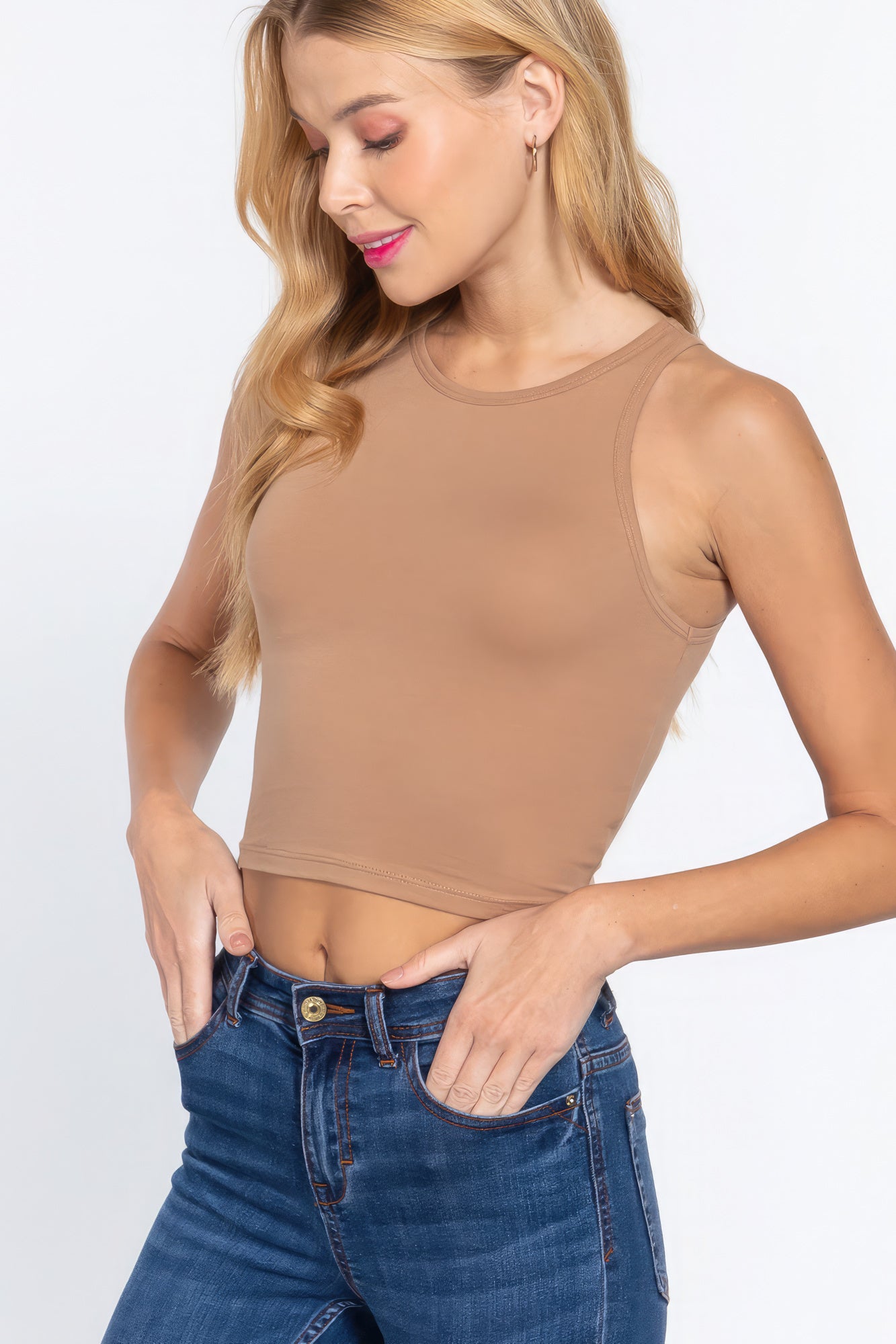 Halter Neck Crop-Top - Tan
