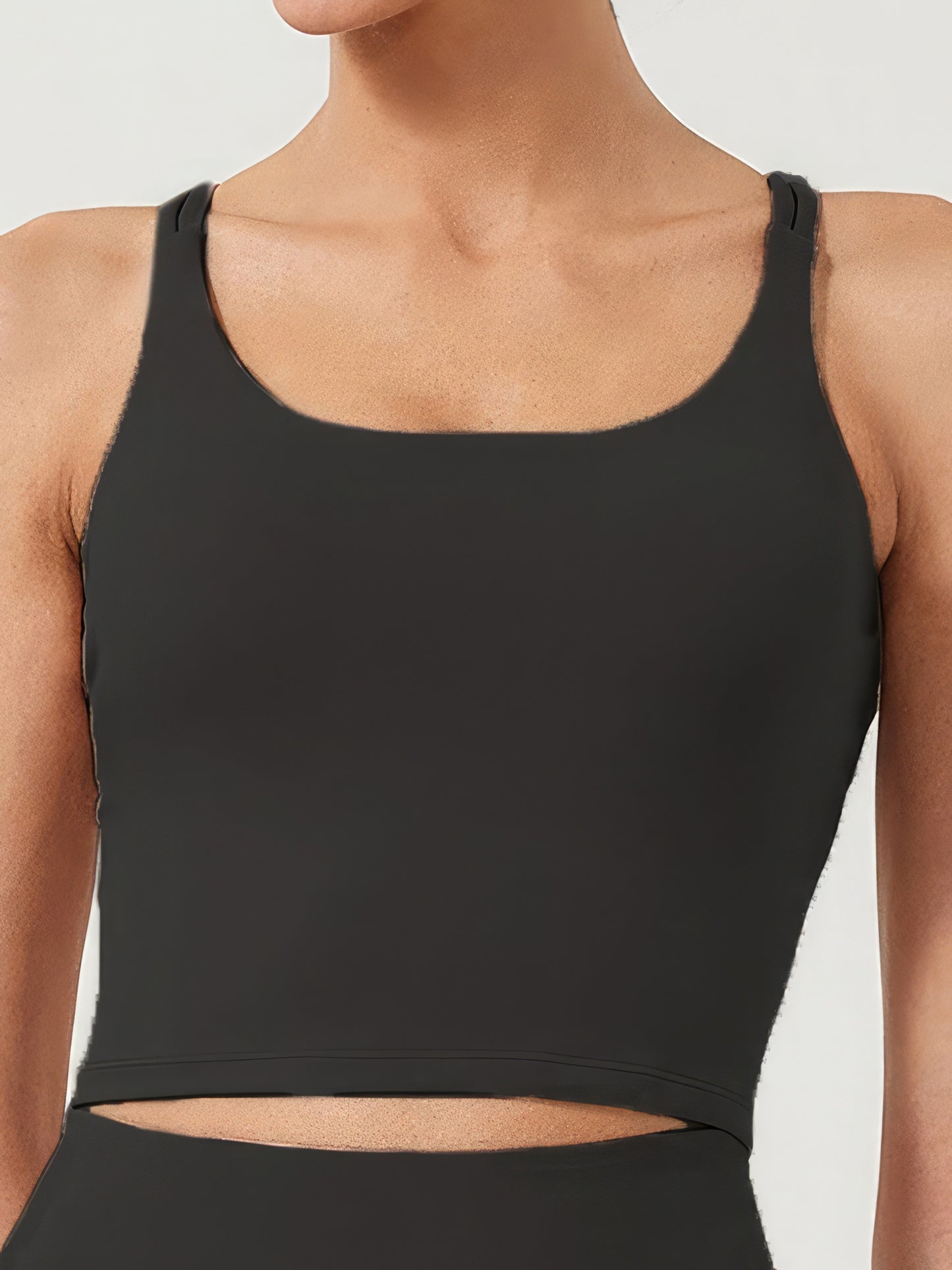 Solid Color Sports Bra Crop - Black