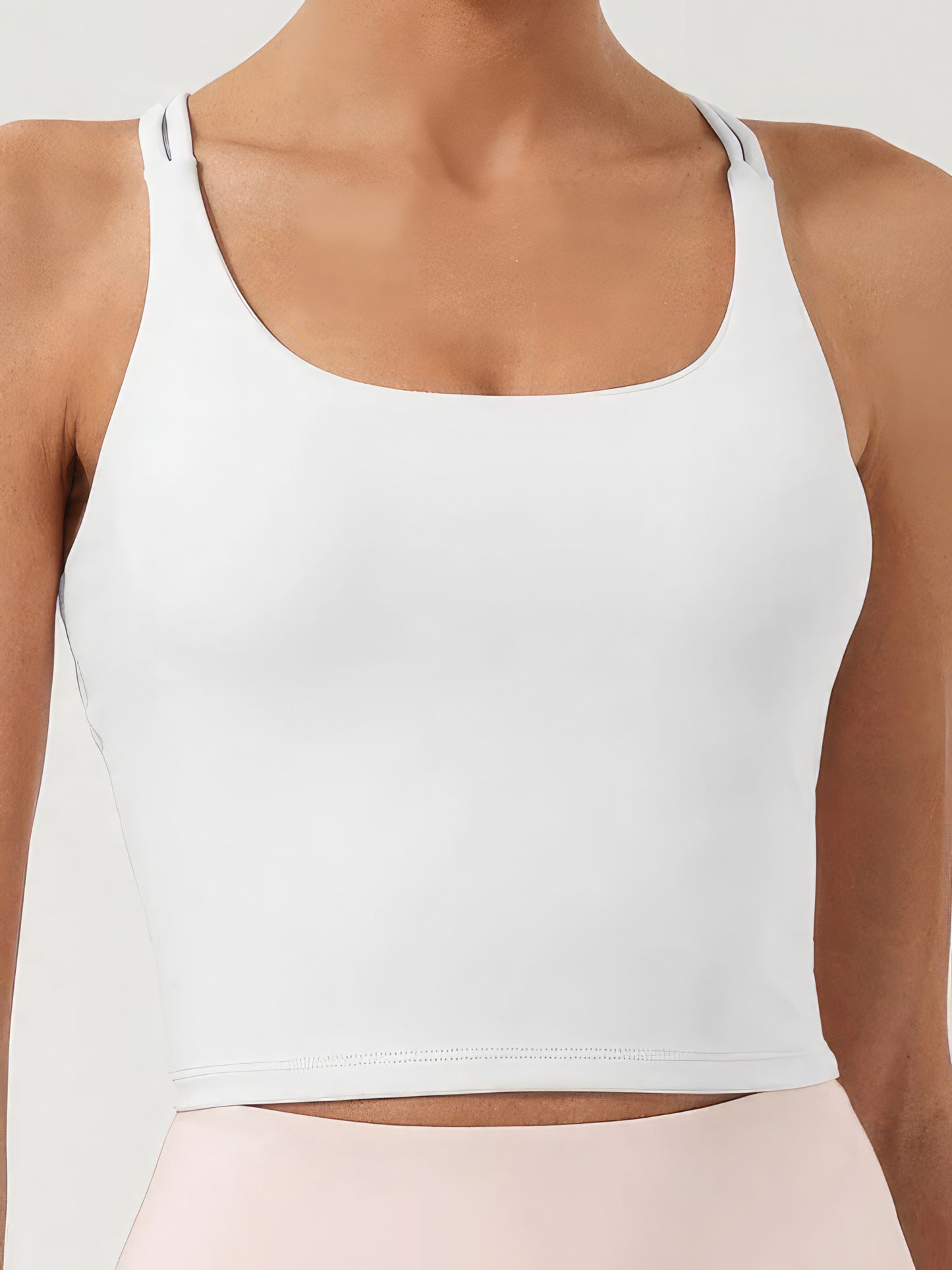 Solid Color Sports Bra Crop - White