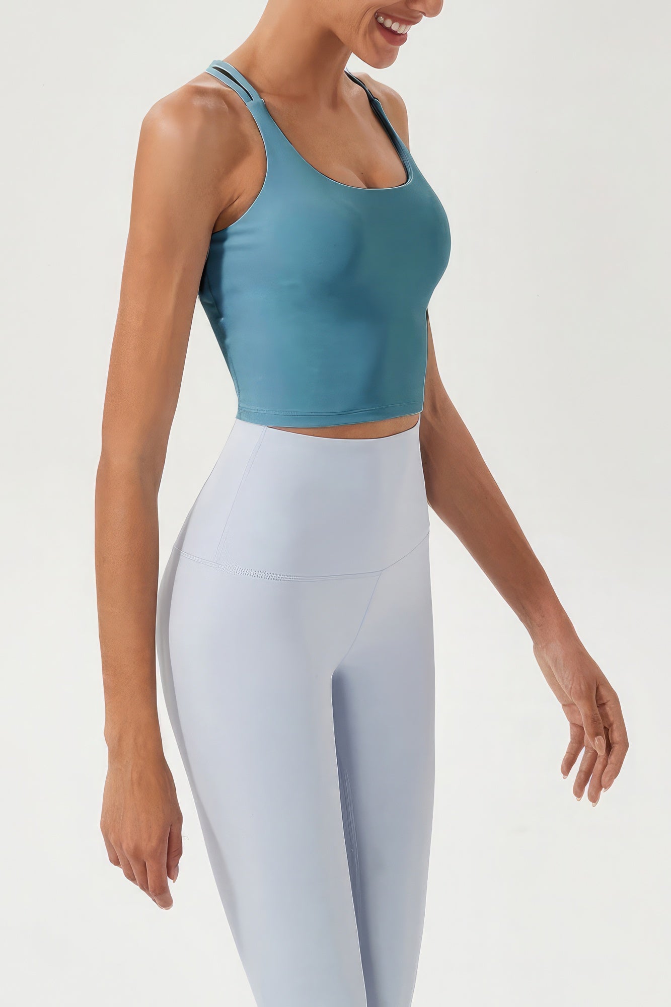 Solid Color Sports Bra Crop - Blue