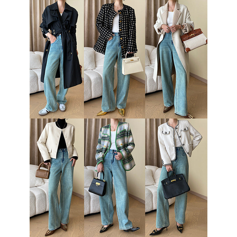 Straight Leg Wide Leg Denim Jeans Pants