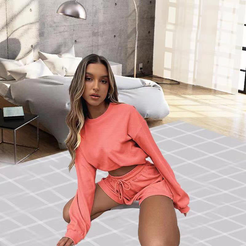 Solid Color Loose-Fitting - Long Sleeves Sweatshirt Set (7517823664216)